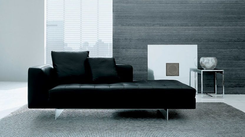 Sofá moderno de cuero negro